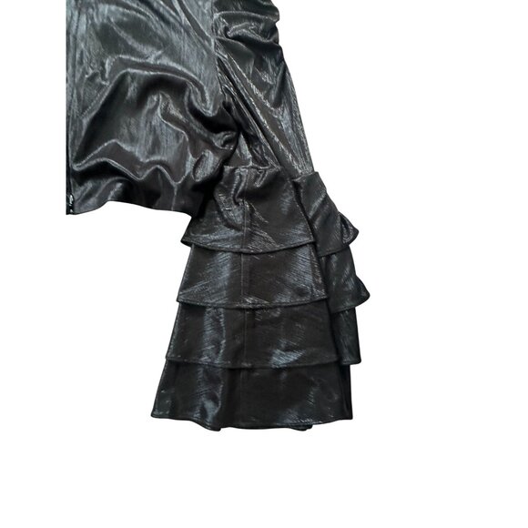 RETROFETE Bateau Black Ruffle Sleeve Crop Blouse Size Medium - Picture 9 of 9